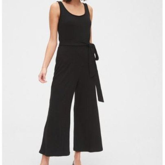 GAP Pants - NWT Gap ribbed belt-tie tank jumpsuit, black, XS
